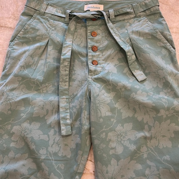 NEW Sundance | Bastille Easy Floral Pants | Green | Paper Bag Waist | Size 4 - Picture 6 of 13